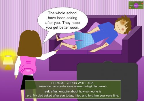 phrasal verbs with ask - ask after