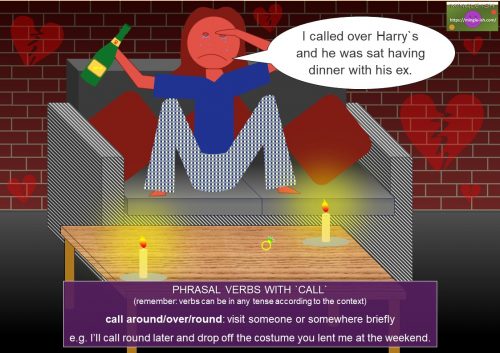 phrasal verbs with call - call around/over/round