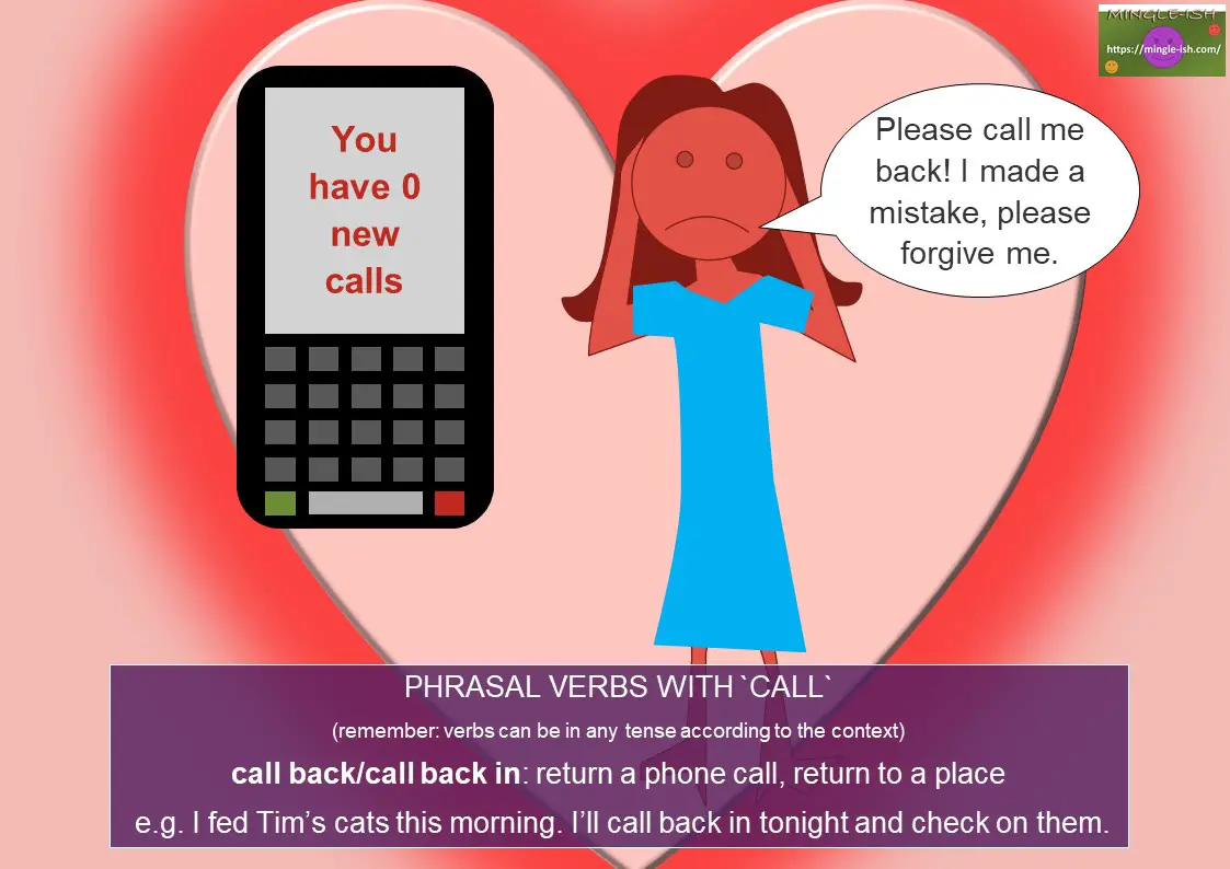 phrasal verbs with call - call back/call back in