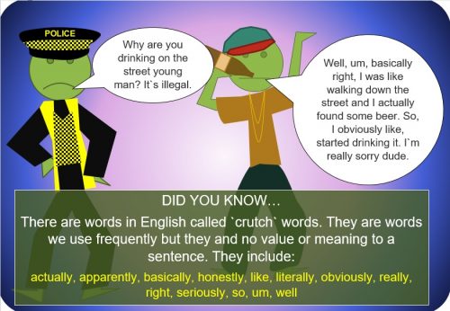 weird english facts - crutch words
