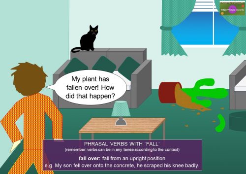 phrasal verbs with fall - fall over