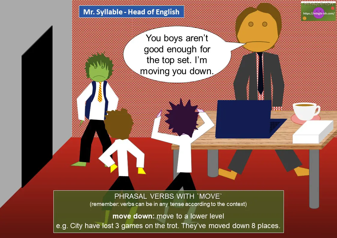 phrasal verbs with move - move down