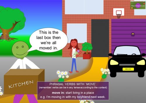 phrasal verbs with move with pictures- move in