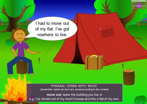 phrasal verbs with move with pictures- move out
