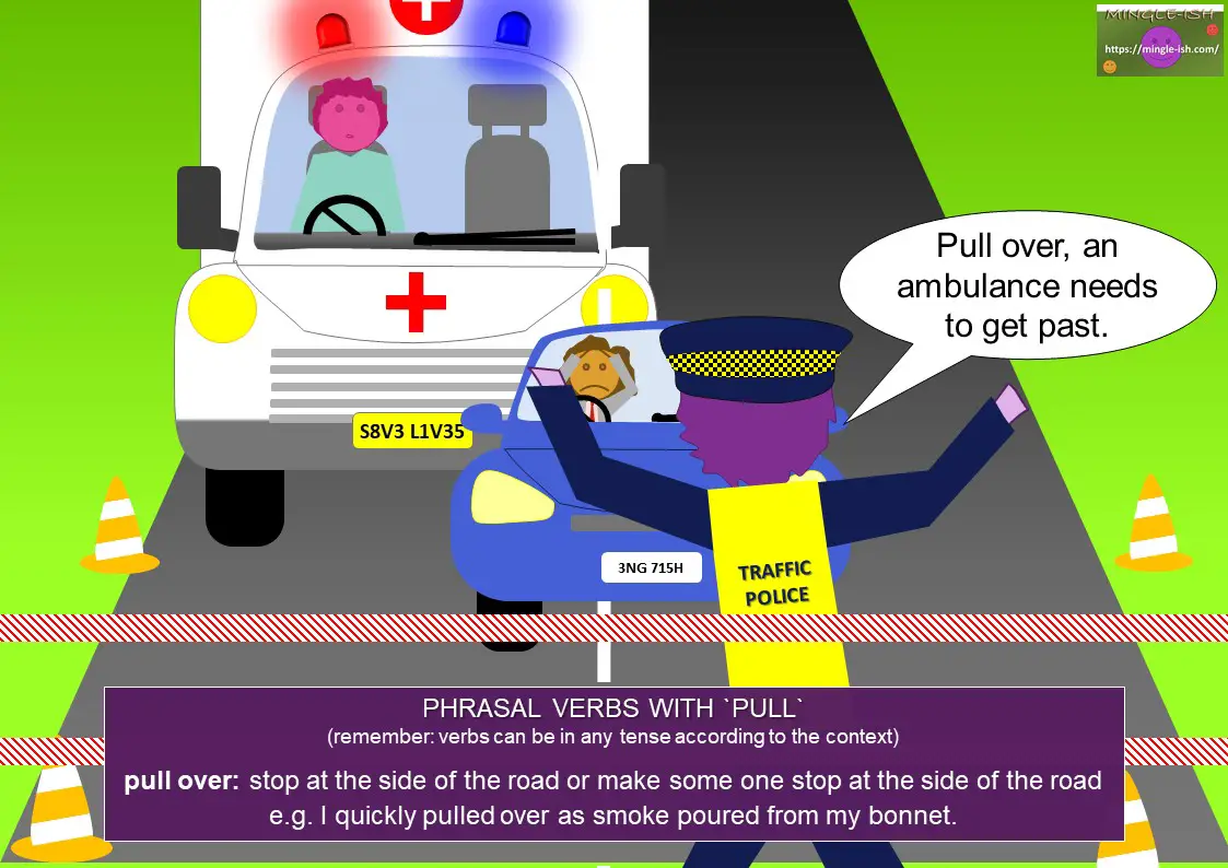 phrasal verbs with pull - pull over