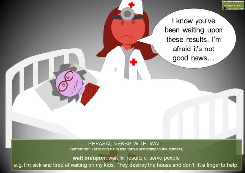 phrasal verbs with wait - wait on/upon