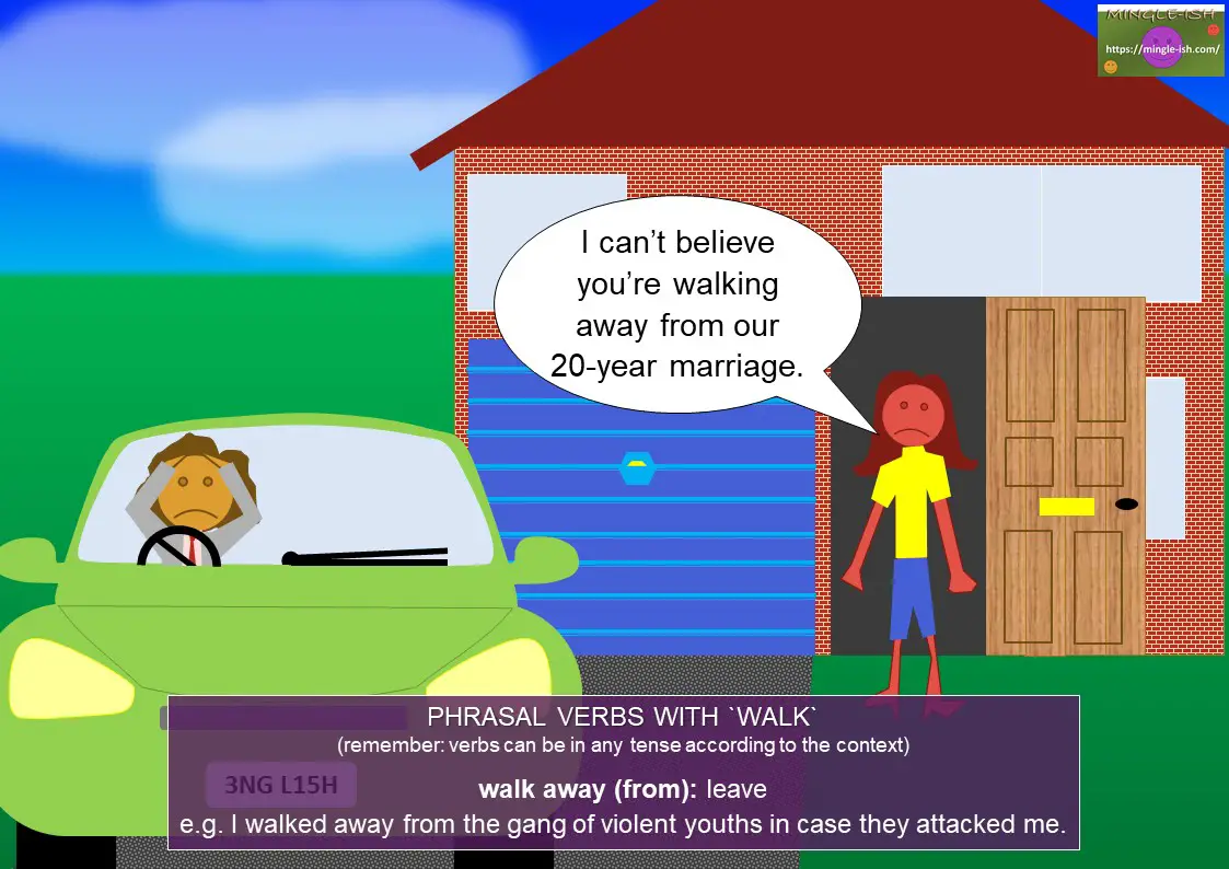 phrasal verbs with walk - walk away from with meaning and examples