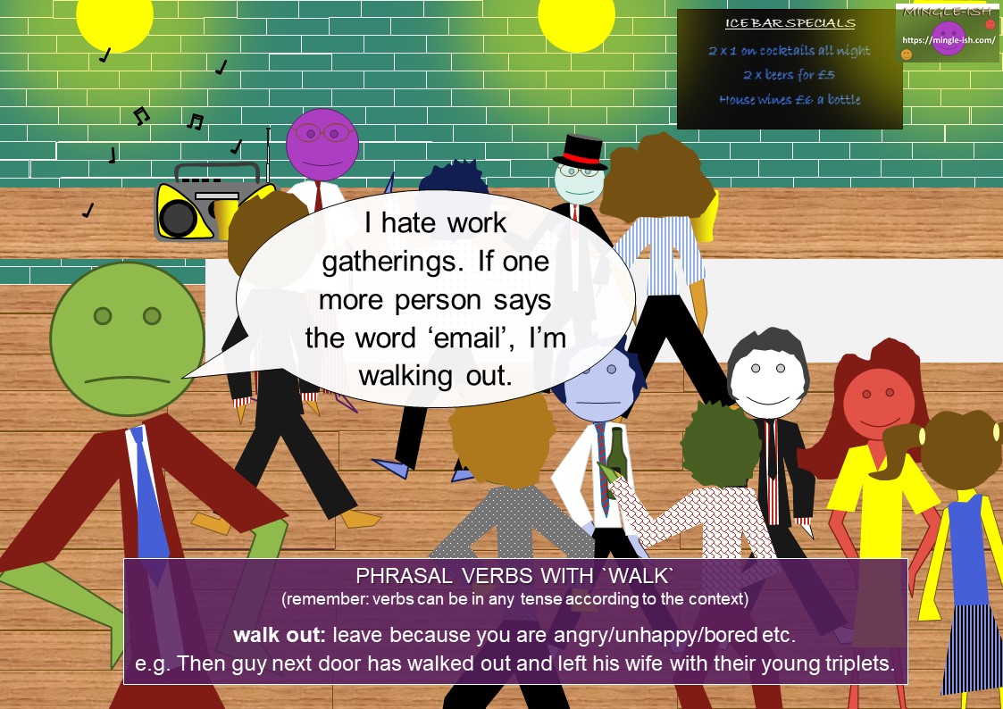 phrasal verbs with walk - walk out with meaning and examples