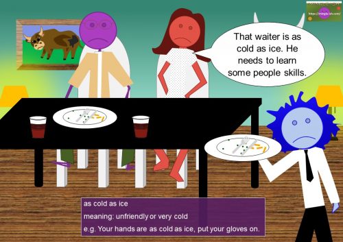 idiom adjectives (cold) - as cold as ice