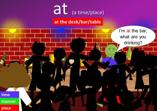 preposition at examples - at the desk/bar/table