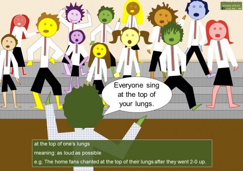 lungs idioms - at the top of one’s lungs