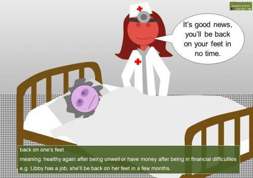 money idioms - back on one’s feet
