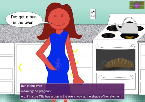 kitchen idioms - bun in the oven
