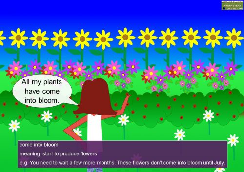 verb phrases - come into bloom
