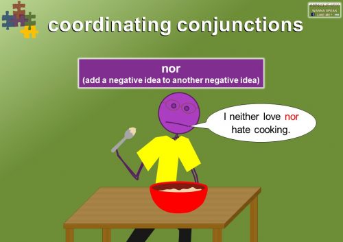 FANBOYS grammar - coordinating conjunction sentence examples - nor