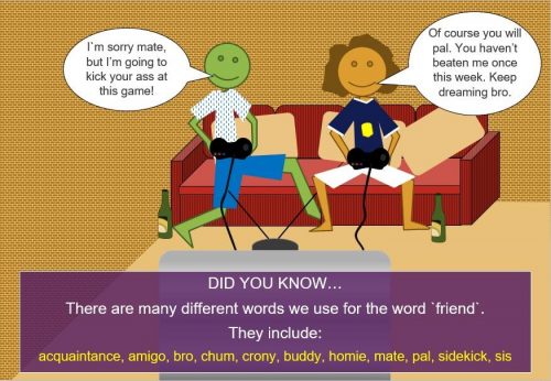 friendship idioms - different words for friends