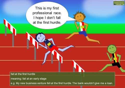 track and field phrases - fall at the first hurdle