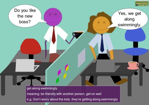 swimming sayings - get along swimmingly