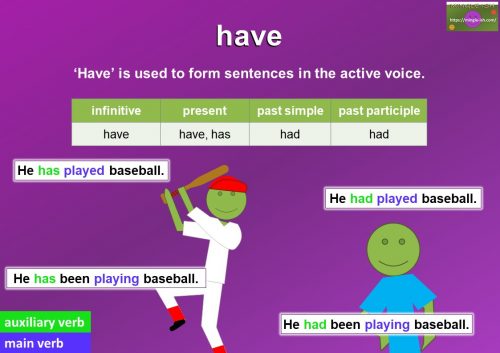 auxiliary verb 'have' examples sentences