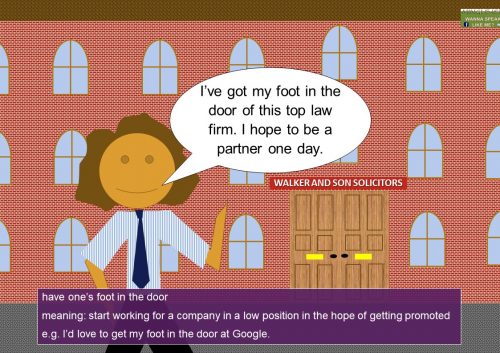 business idiom - have one's foot in the door meaning