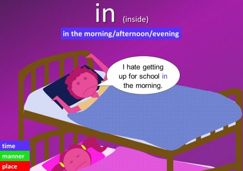 preposition in example - in the morning/afternoon/evening