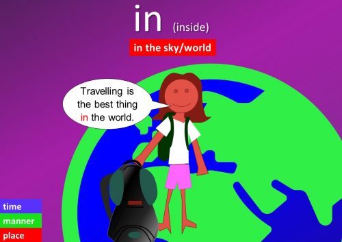 preposition in example - in the sky/world