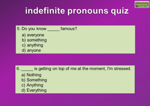 indefinite pronouns quiz