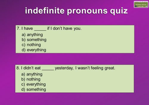 indefinite pronouns quiz