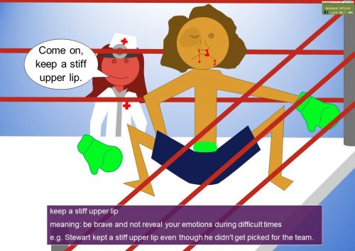 common body idioms LIPS in English - keep a stiff upper lip