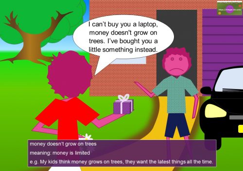 verb phrase - money doesn’t grow on trees