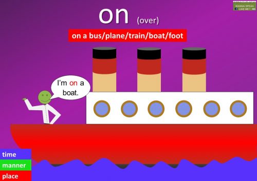 preposition on - on a bus/plane/train/boat/foot