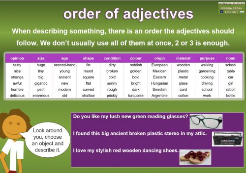 order of adjectives table