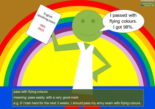 classroom idioms - pass with flying colours