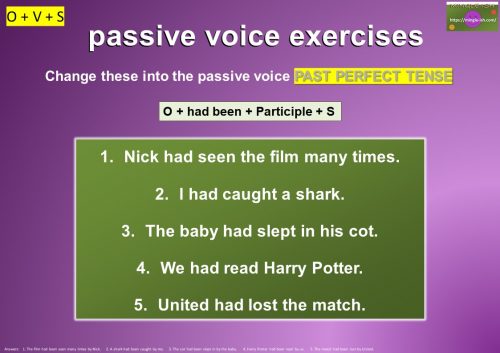 passive voice exercises - past perfect