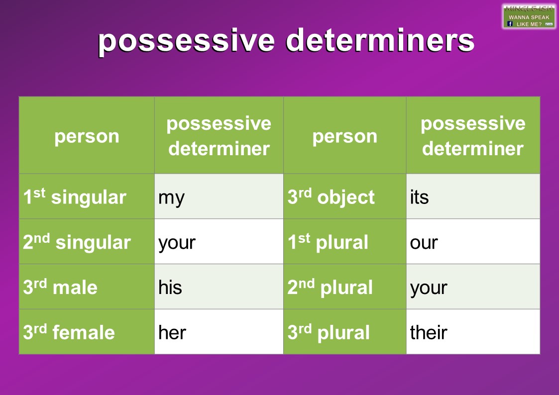 Possessive Determiners Determiners Possessives Personal Pronouns Sexiz Pix