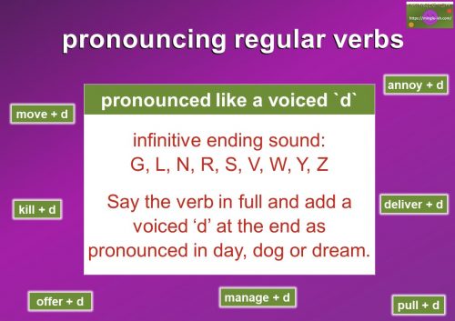 pronouncing ed - regular verbs - voiced d