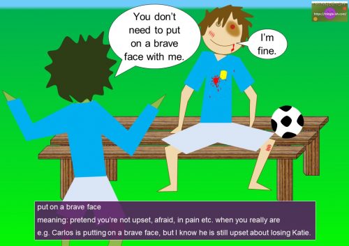 Idioms with verbs - PUT - put on a brave face