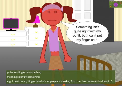 common body idioms (finger) - put one’s finger on something meaning