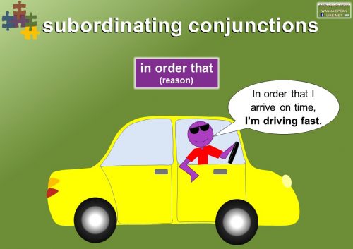 subordinating conjunctions - reason - in order that