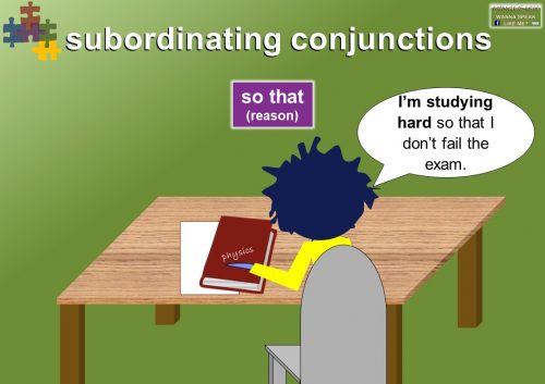 subordinating conjunctions - reason - so that