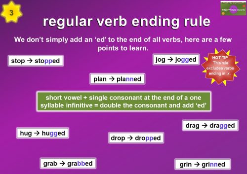 regular verb ending rule 3