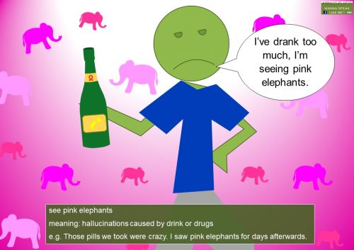 pink idioms - see pink elephants