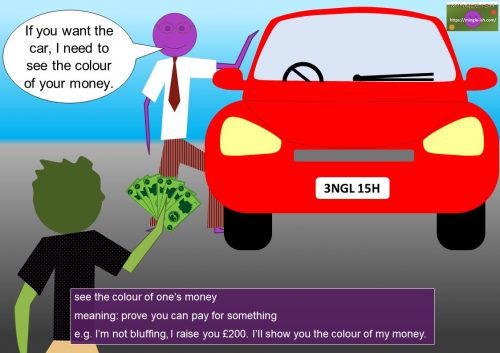 money idioms - see the colour of one’s money
