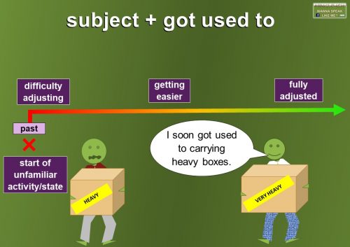 English grammar - got used tosubject + got used to