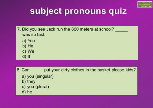 subject pronouns exercises