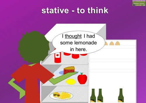 stative (state) verb examples - to think