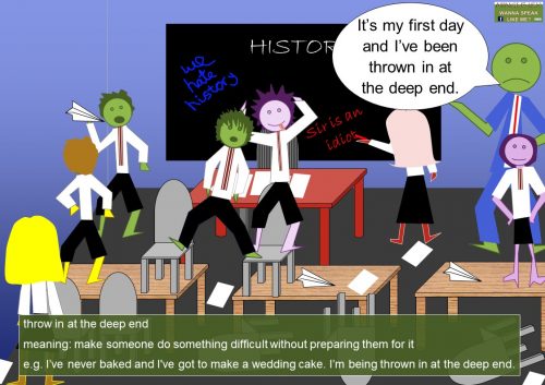 business idiom - throw in at the deep end