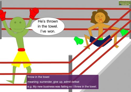verb phrase - throw in the towel