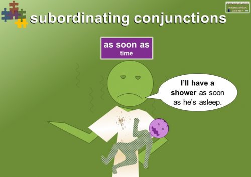 subordinating conjunctions - time - as soon as