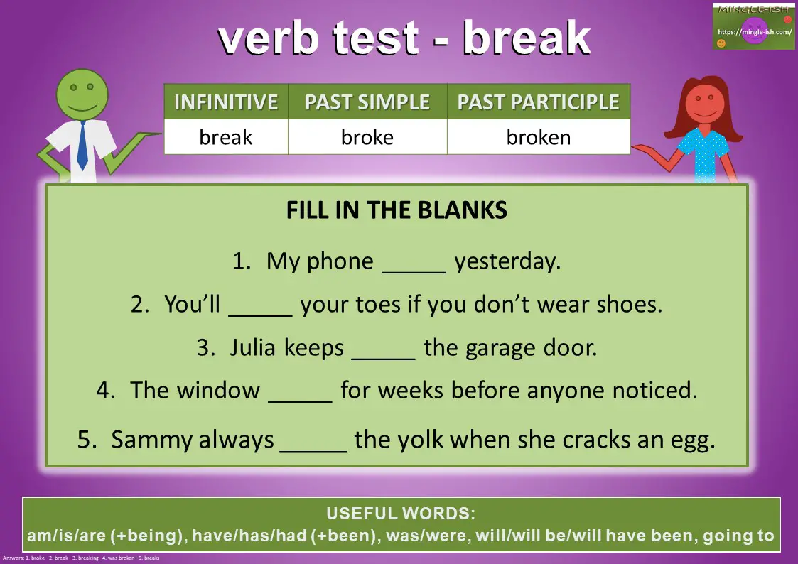 verb test - break